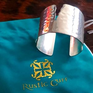 Rustic cuff silver bangle
